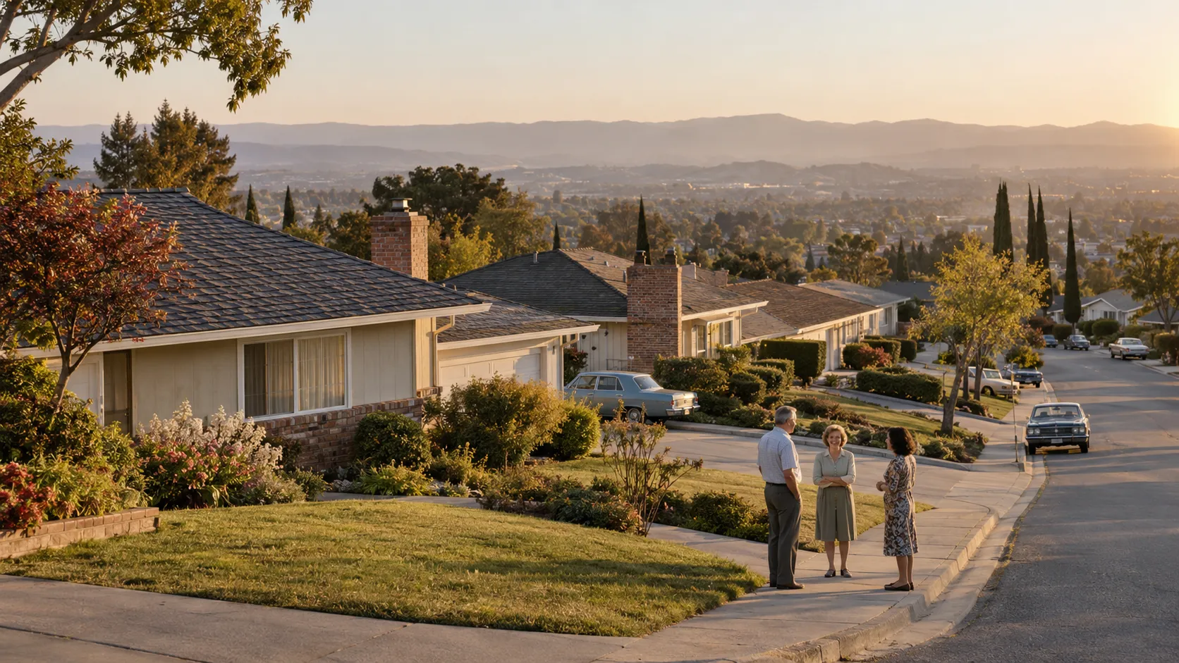 Street of family homes with shingle roofs in the Vallejo area